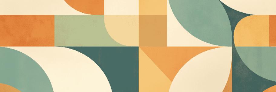 Retro Geometric Wallpaper Mural | Orange, Green, Blue & Beige | Abstract Design | Modern Wall Decor