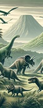 Prehistoric Dinosaur Wallpaper Mural | Realistic Jungle Landscape | Educational Kids Room Decor