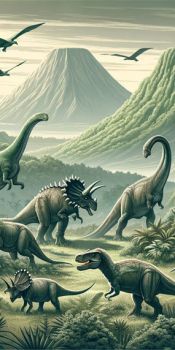 Prehistoric Dinosaur Wallpaper Mural | Realistic Jungle Landscape | Educational Kids Room Decor