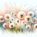 watercolor dandelion wallpaper mural featuring delicate dandelions in soft pastel colors for decorative use.