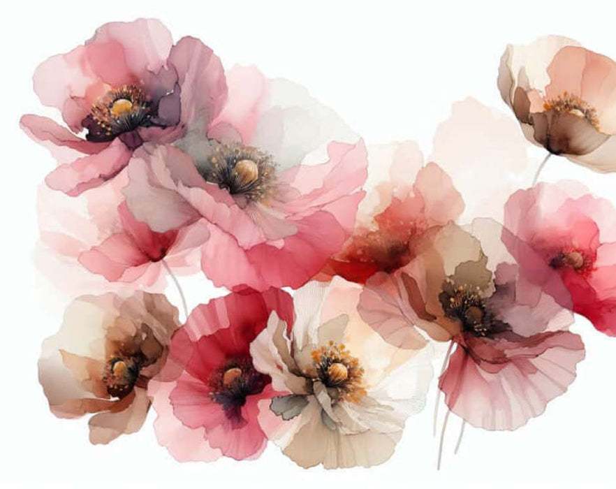 Watercolor Poppy Wallpaper Murals | Romantic Floral Décor | Boudoir & Salon