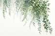 Watercolor vine wallpaper mural featuring lush green leaves and trailing vines in soft watercolor hues.