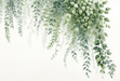 Watercolor vine wallpaper mural featuring lush green leaves and trailing vines for a botanical bedroom decor.