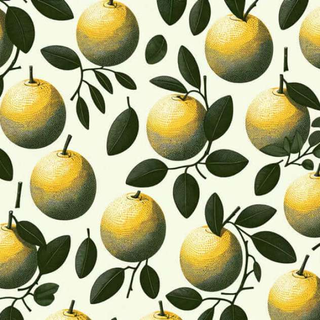 Vintage Citrus Gold & Green Leaves Wallpaper Mural - Natural Botanical Elegance