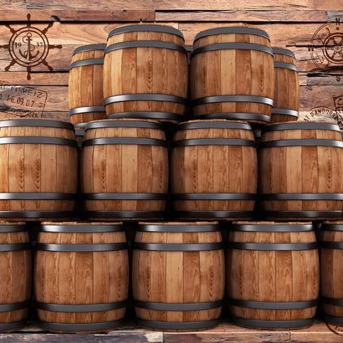 Vintage wine barrel nautical style wallpaper | Vintage decorative wall in living room and bedroom