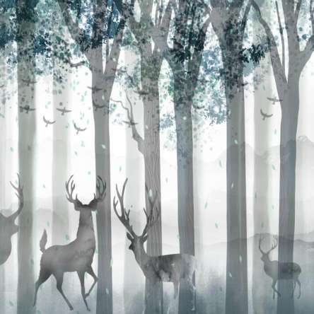 Forest Deer Shadow Wallpaper Mural | Natural and Quiet Wallpaper