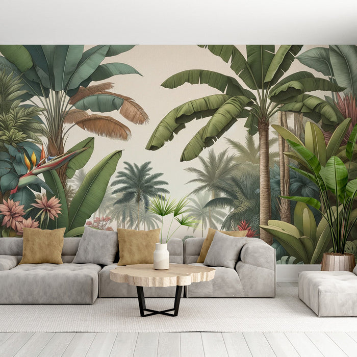 Tropical Jungle Wallpaper Mural | Living Room Bedroom Natural Wind Decorative Wall