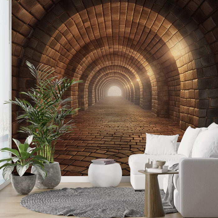 Stone tunnel wallpaper mural | Living room bedroom industrial style decorative wall