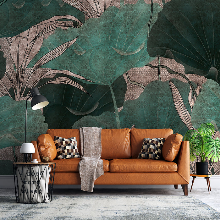 New Chinese style lotus leaf wallpaper mural | Creating Zen inspired living room space