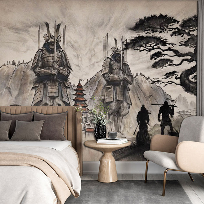 Japanese samurai wallpaper | Zen inspired high-end decorative wall in living room and bedroom