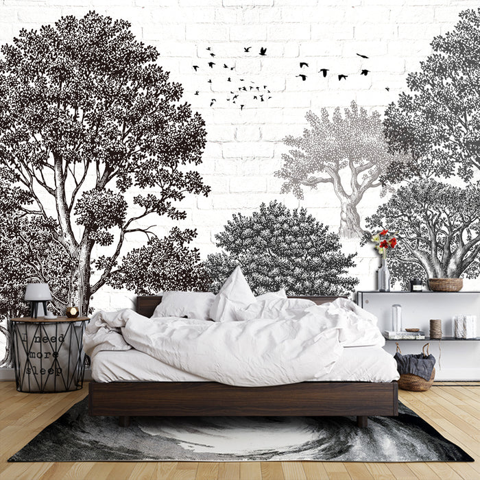 Tree wallpaper mural | Art decoration wall in study and living room