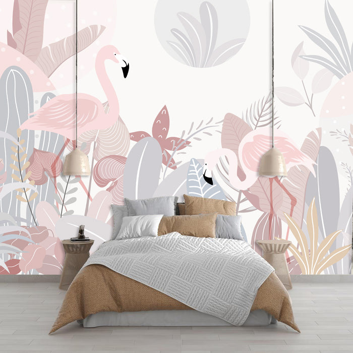 Flamingo Tropical Wallpaper Mural - Elegant Nature-Themed Decor