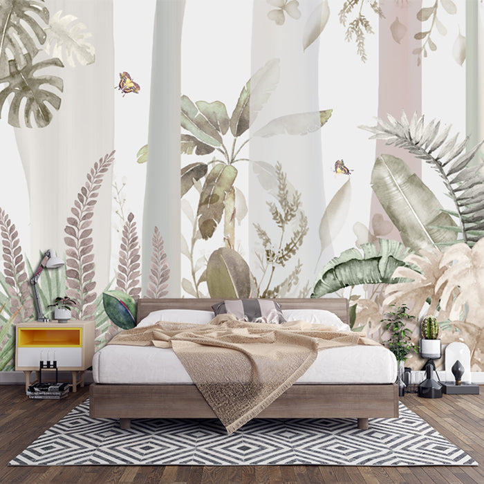 Tropical green plant wallpaper | Natural decoration painting for bedroom and living room