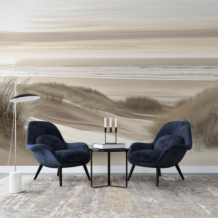 Beach sand dune wallpaper mural | Living room bedroom wabi sabi style decorative wall