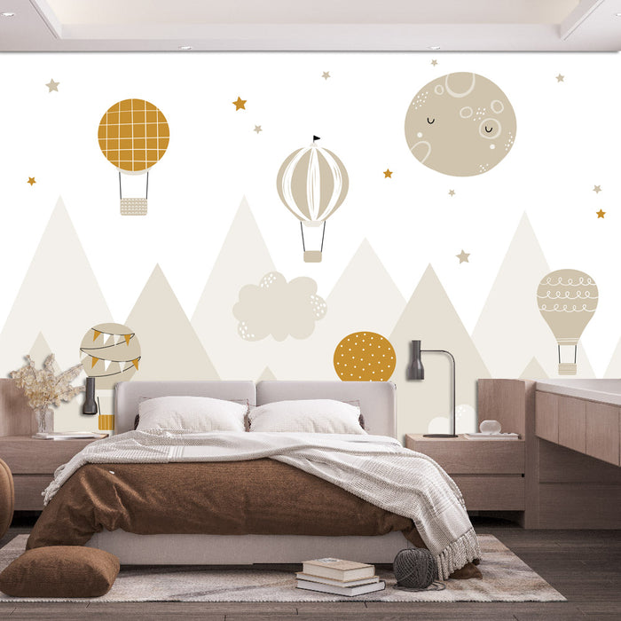 Hot air balloon wallpaper | Children's room mural