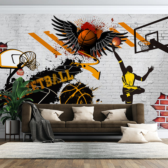 Basketball Passion Dream Wallpaper - Modern Sports Interior Design