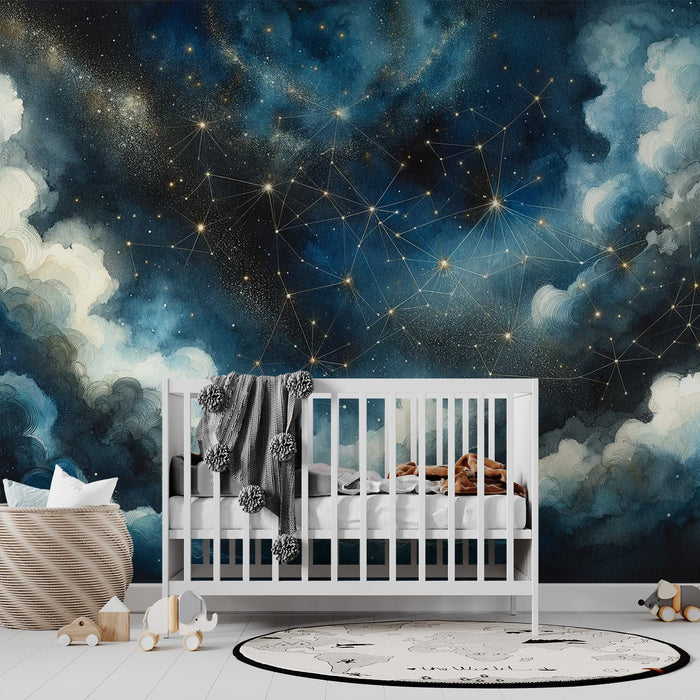 Starry Sky Sea Constellation Wallpaper Mural | Dreamy Decorative Wall in Bedroom and Study Room