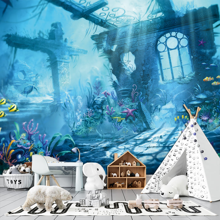 Underwater World Wallpaper Mural | Living Room, Bedroom, Ocean Healing Decorative Wall