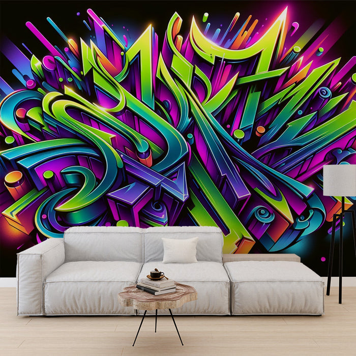 Colorful Graffiti Art Wallpaper Mural | Studio Living Room Trendy Decorative Wall