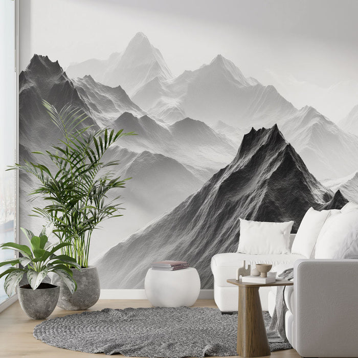 Ink landscape artistic conception wallpaper mural | Zen inspired decorative wall in living room and study room