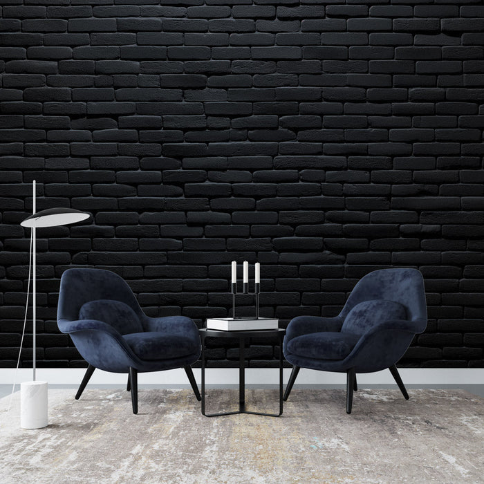 Black brick wall wallpaper mural | Industrial style living room studio decorative wall