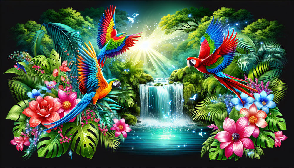 Tropical Jungle Parrot Wallpaper Mural | Living Room Bedroom Natural Wind Decorative Wall
