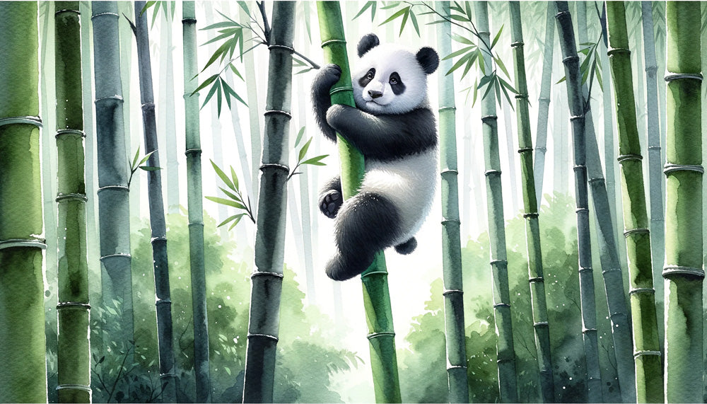 Ink Panda Bamboo Forest Wallpaper | Children's Room Bedroom Chinese Style Decorative Wall