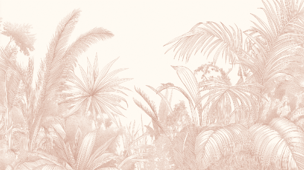 Nude Pink Tropical Line Art Wallpaper Mural - Elegant Jungle Dream