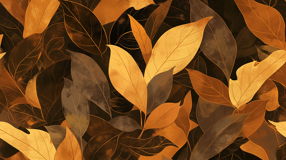 Golden Brown Leaf Wallpaper Mural - Luxury Vintage Texture