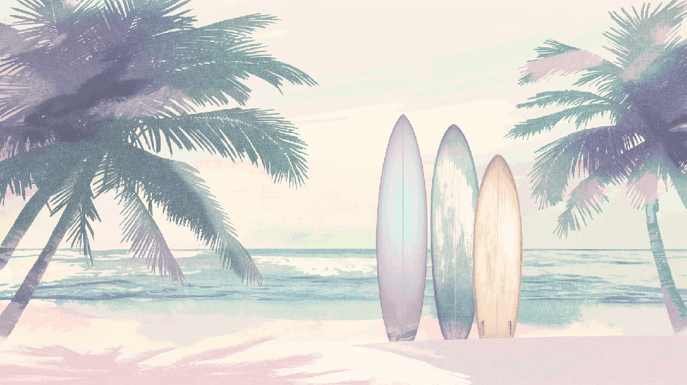 Coastal Surfboard Wallpaper Mural – Beach Vacation Style for Living Room & Bedroom