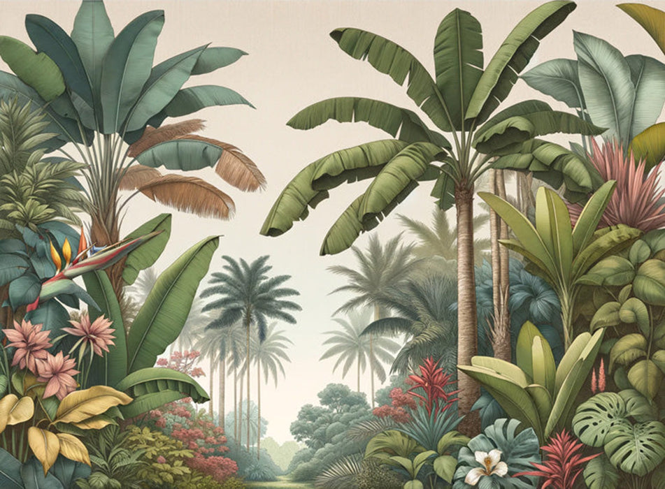 Tropical Jungle Wallpaper Mural | Living Room Bedroom Natural Wind Decorative Wall
