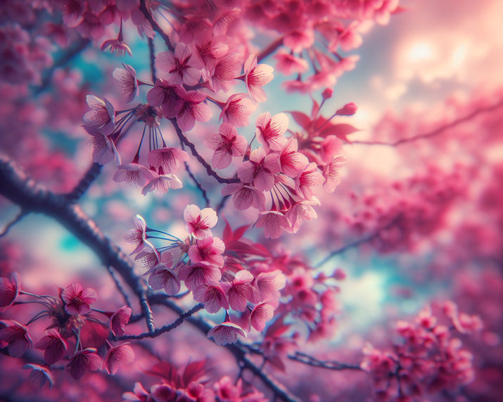 Pink cherry blossom wallpaper mural | Living room and bedroom decorative wall