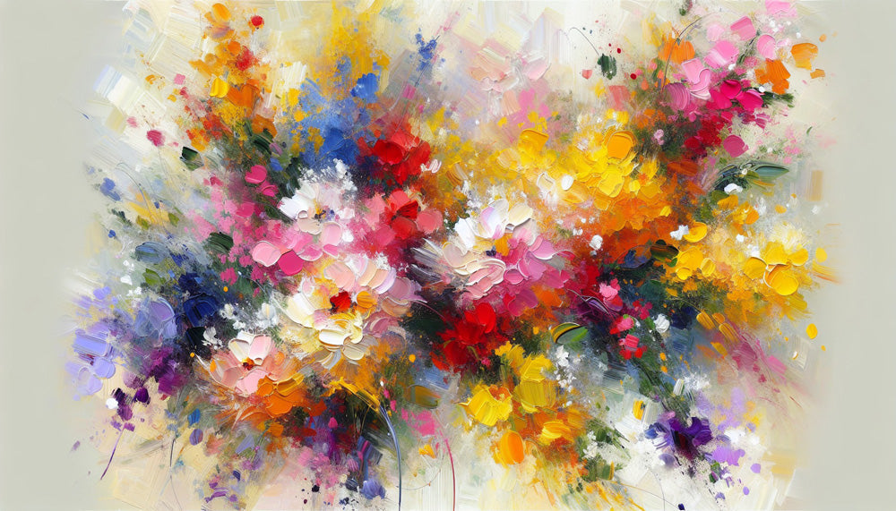Colorful floral oil painting wallpaper | Living room and bedroom art decoration wall