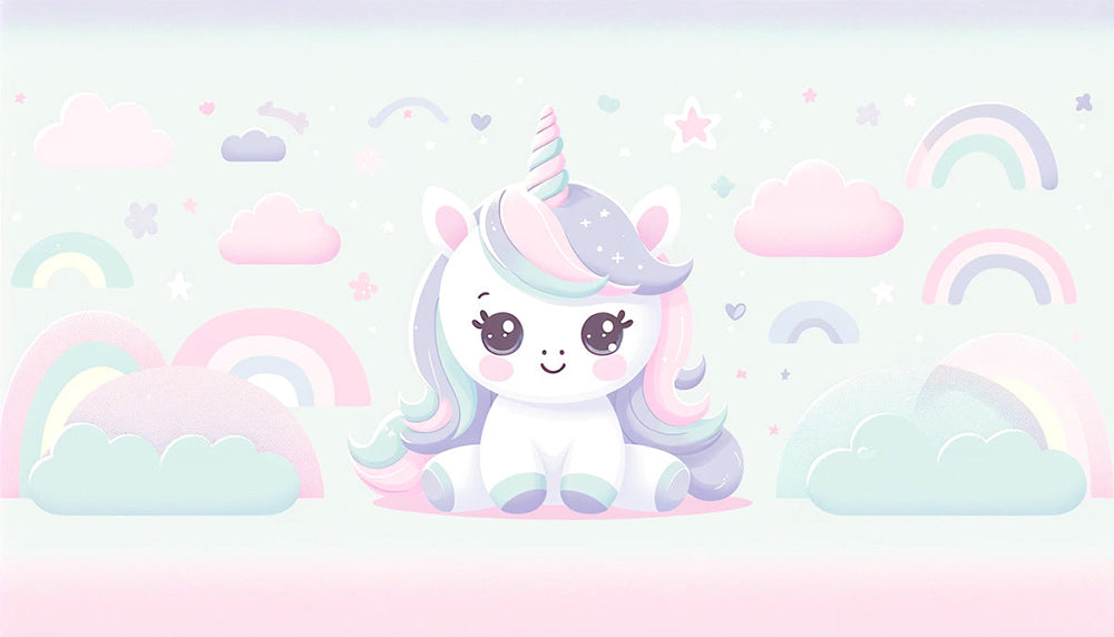 Dreamy Unicorn Wallpaper Mural | Children's Room Bedroom Girl Heart Decorative Wall