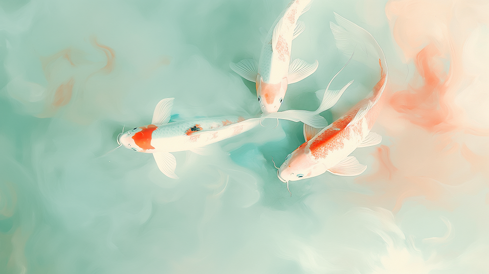 New Chinese Koi Wallpaper Mural | Auspicious Decorative Wall in Living Room and Bedroom