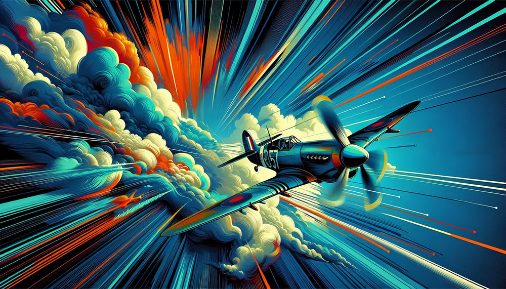 Aircraft mural wallpaper | Blue, white, red clouds