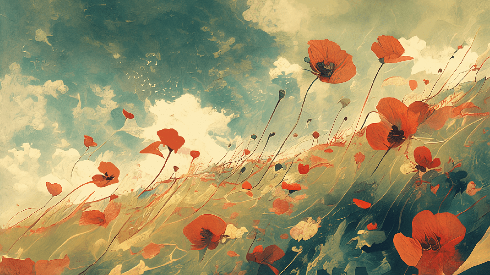 Vintage Poppy Wallpaper Mural – Watercolor Floral & Retro Tone for Living Room & Bedroom