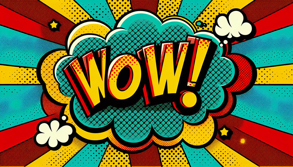 Pop style WOW letter wallpaper mural game room trendy play area personalized decorative wall