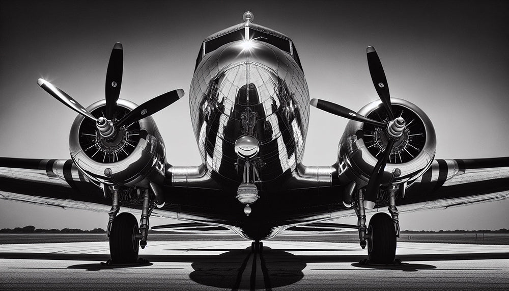 Airplane black and white wallpaper mural | Industrial style study room game room decoration wall