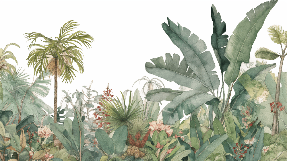 Tropical Botanical Wallpaper Mural | Fresh & Elegant Nature-Inspired Design for Living Room & Bedroom