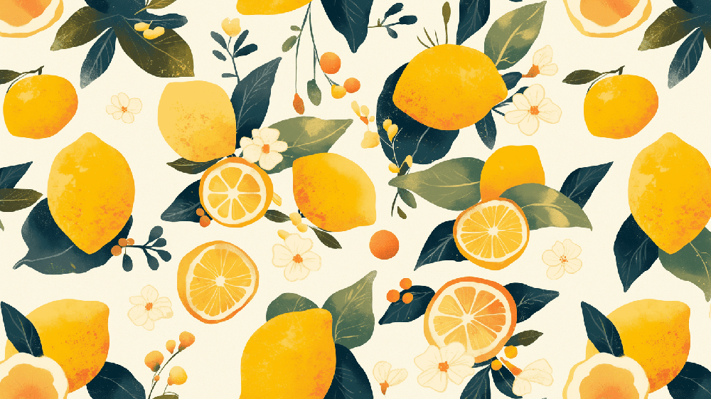 Fresh Lemon Fruit Wallpaper Mural | Kitchen and Restaurant Vitality Decorative Wall