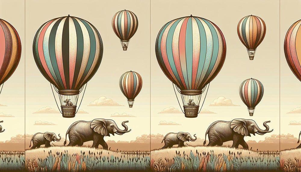 Hot air balloon elephant wallpaper | Living room bedroom decorative wall painting