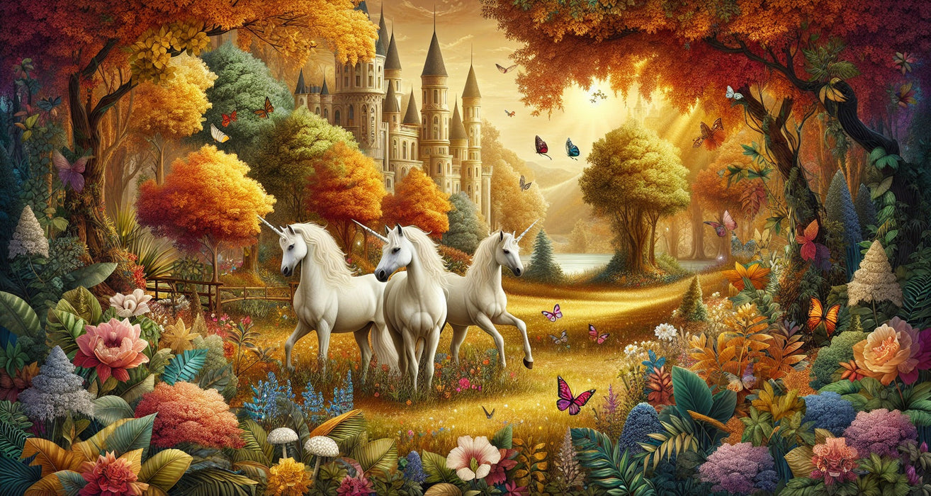 Fairy tale unicorn mural wallpaper | Children's room decoration painting