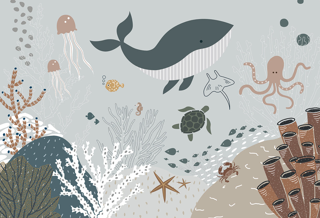 Underwater World Wallpaper | Children's Room Bedroom Ocean Style Decorative Painting