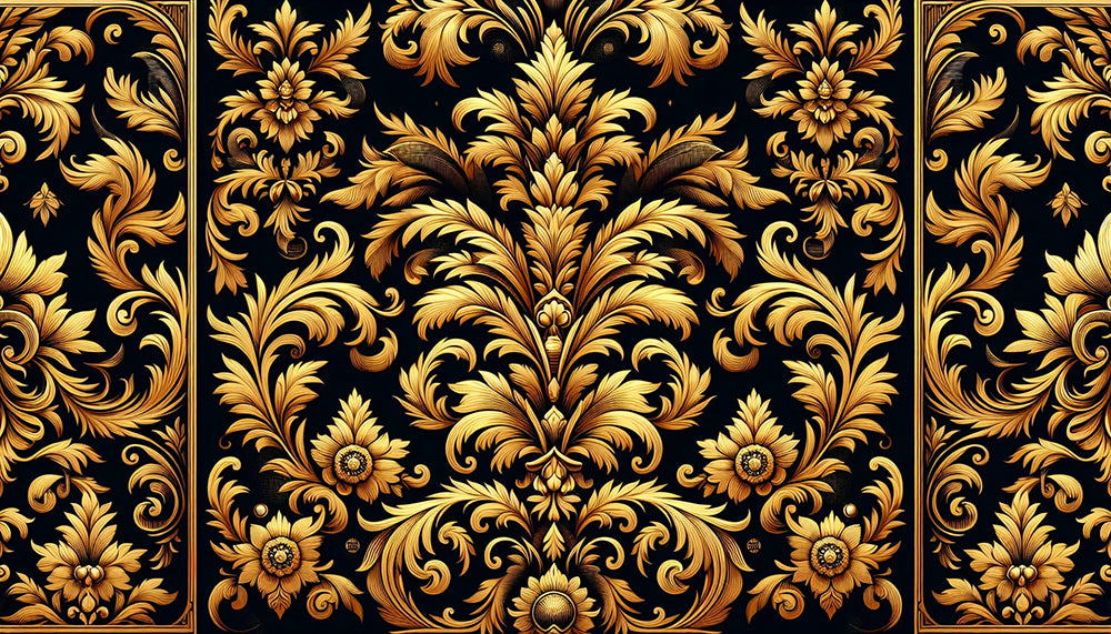 European Luxury Black & Gold Wallpaper Mural for Living Room & Bedroom