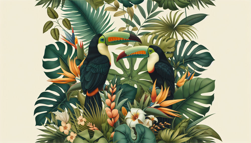 Tropical toucan wallpaper mural | Living room bedroom natural style decorative wall
