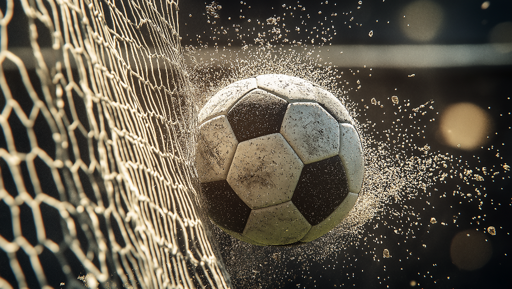 Wallpaper mural of football goal breaking moment | Sports style decorative wall in boys' room
