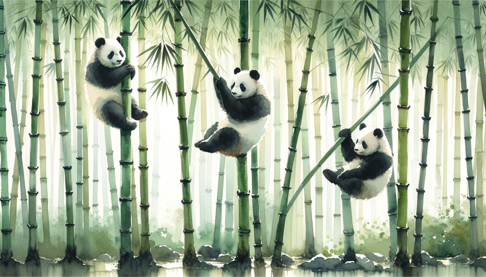 New Chinese style panda bamboo forest wallpaper mural | Chinese style decorative wall in living room and study room