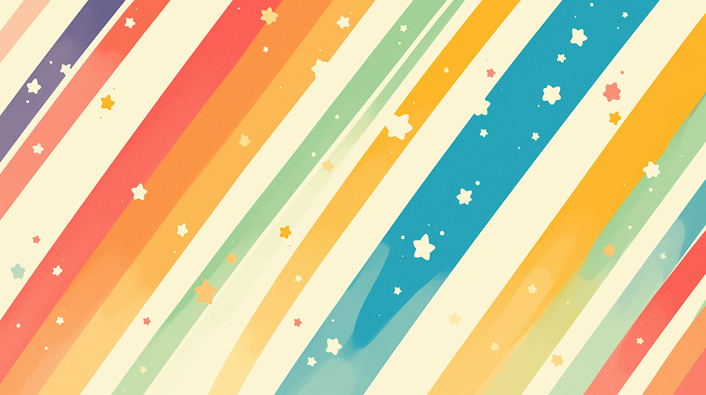 Rainbow star striped wallpaper mural | Children's room bedroom playful decorative wall