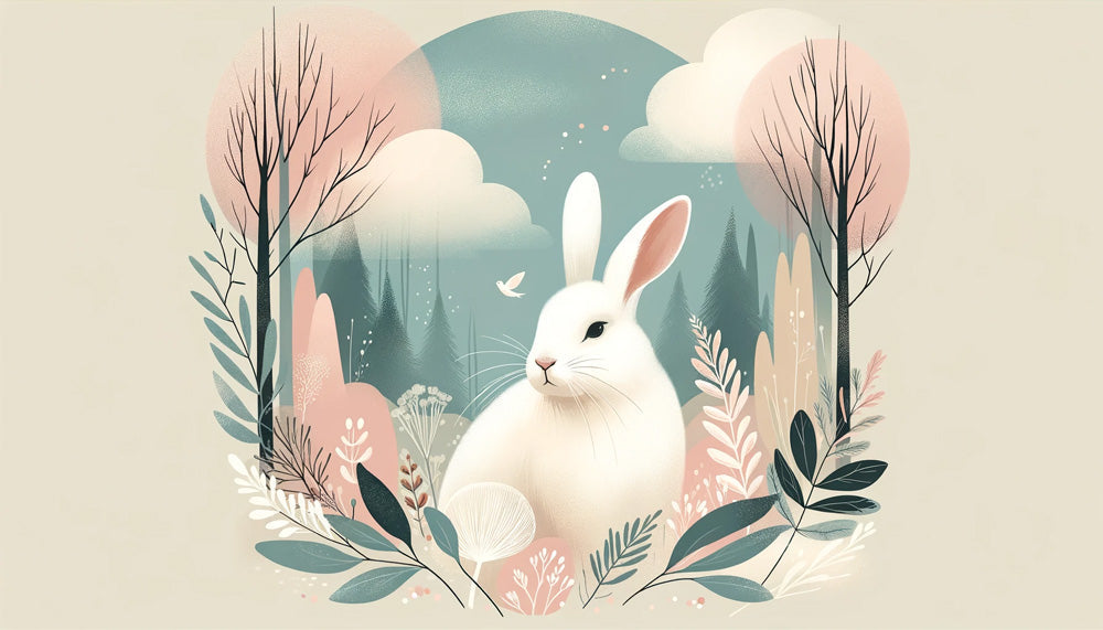 White Rabbit Mural Wallpaper | Living Room and Bedroom Decorative Wall